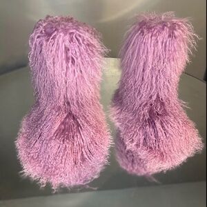 Lavender Real Fur Shaggy Boots sizes 7.5, 8.